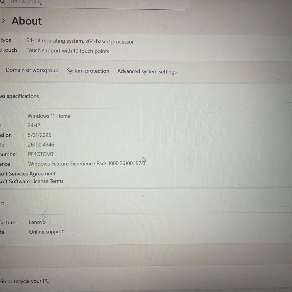Lenovo touch screen laptop (barley used)